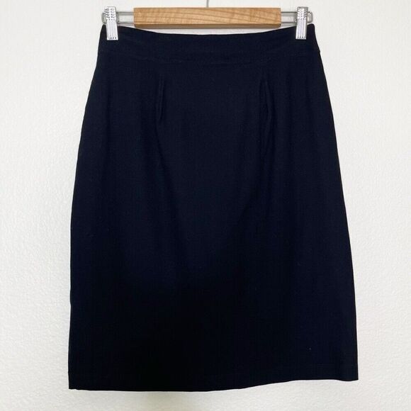 Eileen Fisher Skirt Size XS Black Pull On Knit Knee Length Career Pencil Elastic - Picture 8 of 8